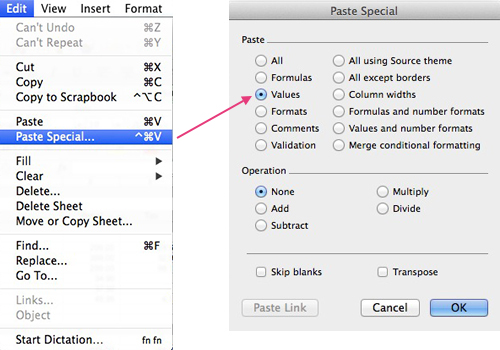 Key command for paste special in excel mac download